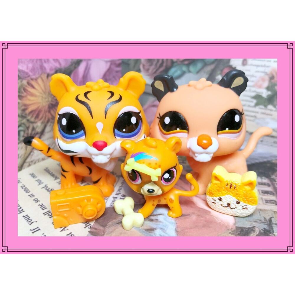 Authentic Littlest Pet Shop LPS G7 - #18 #26 Tiger Jaguar Cheetah Baby Cat #4017